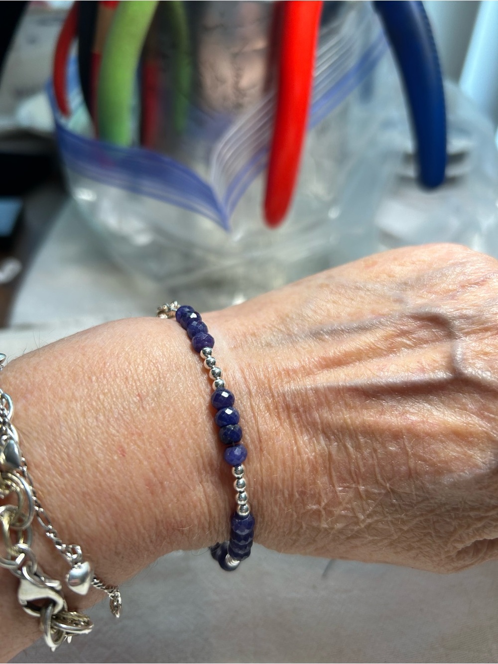 Sterling Silver and Blue sapphire Bracelet